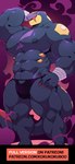 anthro areola biped bulge claws clothed clothing english_text fangs fingers generation_3_pokemon hi_res kokukokuboo male muscular muscular_anthro muscular_male nintendo nipples pecs pokemon pokemon_(species) scalie seviper solo tail teeth text topless topless_anthro topless_male