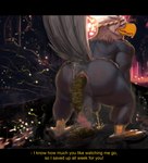 anthro anus avian_feet balls beak black_bars bodily_fluids butt crouching feathers feces feces_on_ground feet foot_in_water genital_fluids genitals grey_body grey_feathers looking_at_another looking_back looking_back_at_another male narrowed_eyes orange_beak orange_feet outside peeing peeing_into_river penis plant pooping pooping_into_water raised_tail river scatplay solo steam tail tail_feathers talons text thick_thighs toes tree urine urine_stream watersports white_body white_feathers yellow_text oversheep accipitrid accipitriform arthropod avian beetle bird eagle elateroid firefly insect english_text hi_res