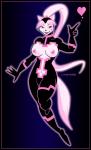 4_fingers anthro big_breasts biped black_background black_eyes black_nose border breasts clothing curvy_figure exposed_breasts eyelashes female finger_gun fingers floating front_view gesture glowing glowing_hair glowing_tail hair hand_gesture humanoid_hands long_hair navel nipples open_mouth open_smile outline pink_border pink_hair pink_nipples pink_tail plantigrade pointing ponytail raised_leg simple_background skinsuit smile snout solo tail tight_clothing voluptuous wide_hips l._frank wom-bat pink_deedee mammal mustelid musteline true_musteline weasel 2010 digital_drawing_(artwork) digital_media_(artwork) full-length_portrait pink_theme portrait restricted_palette