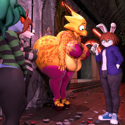 age_difference anthro big_butt bubble_butt buckteeth butt city city_background clothing curvy_figure duo exhibitionism eyewear female fishnet_clothing footwear glasses group high_heels huge_butt huge_hips huge_thighs hyper legwear looking_at_viewer looking_back male money navel nipples obese obese_anthro obese_female older_female overweight overweight_anthro overweight_female panties pasties pink_clothing prostitution public public_exposure round_glasses seductive shoes teeth thick_thighs thigh_highs underwear wide_hips yellow_body yellow_skin young younger_male adri164 twilightv0ids_(modeler) undertale_(series) alphys gabby_summers_(oc) hypno_ashe_(oc) ozzie_(ozziemoss) canid canine domestic_cat felid feline felis fox lagomorph leporid lizard mammal rabbit reptile scalie 1:1 3d_(artwork) absurd_res digital_media_(artwork) hi_res