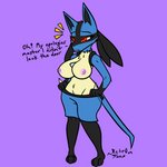 anthro areola big_breasts breasts female nipples solo retr0foxx nintendo pokemon canid canine generation_4_pokemon lucario mammal pokemon_(species) 1:1 hi_res