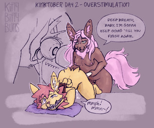 andromorph andromorph/female anthro bdsm big_clitoris bodily_fluids bondage bound clitoris cloth_gag cum dialogue duo ear_piercing female female/female fluffy fluffy_tail gag gagged gagged_talk genital_fluids genitals hands_behind_back intersex intersex/female multiple_piercings neck_tuft onomatopoeia overstimulation piercing pillow sex_toy sound_effects speech_bubble tail tears tears_of_desperation tears_of_pleasure text tuft vaginal_fluids vibrator vulva wand_vibrator kittybittybuns kinktober kinktober_2025 nintendo pokemon juniper_(kittybittybuns) vince_(kittybittybuns) eevee eeveelution generation_1_pokemon jolteon pokemon_(species) 2025 english_text