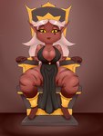 big_breasts breasts cleavage clothed clothing female hair humanoid_pointy_ears looking_at_viewer mocah not_furry pointy_ears red_body red_skin simple_background solo thick_thighs blackbetty humanoid imp 3:4