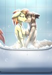 anthro areola areola_slip bath bathtub breast_squish breasts breasts_frottage bubble duo female female/female french_kissing glistening hand_holding kissing nake romantic romantic_ambiance squish suds wet bassybefuddle conditional_dnp nintendo pokemon eevee eeveelution generation_1_pokemon generation_4_pokemon leafeon pokemon_(species) shiny_pokemon hi_res