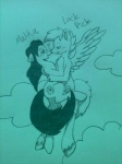 blush cloud crossgender cutie_mark duo feathered_wings feathers female flying grin heart_symbol hug male outside sky skyscape smile wings jackalopedewey hasbro my_little_pony mythology fan_character lock_pick malika sweet_key equid equine mammal mythological_creature mythological_equine pegasus 3:4