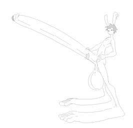 anthro balls big_balls big_feet big_penis ear_piercing erection feet foreskin genitals hair huge_balls huge_feet huge_penis hyper hyper_balls hyper_feet hyper_genitalia hyper_penis looking_at_viewer male nude partially_retracted_foreskin penis piercing solo cyanu luke_(cyanu) lagomorph leporid mammal rabbit animated hi_res loop monochrome