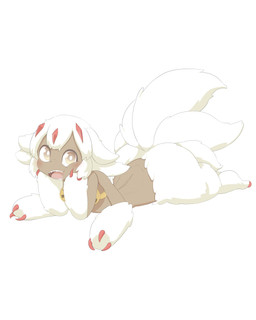 3_claws 4_arms 4_ears ambiguous_gender ambiguous_humanoid arms_bent biped blush brown_body brown_skin claw_fingers claws dark_body dark_skin face_squish featureless_feet feet fur fur_tuft glistening glistening_eyes gradient_eyes hair hand_on_face looking_at_viewer lying multi_arm multi_ear multi_limb multi_tail multicolored_body nude nude_ambiguous nude_humanoid on_front pink_tongue pupils red_claws simple_background solo squish tail teeth thick_thighs three-quarter_view tongue tuft two_tone_body white_background white_body white_ears white_fur white_hair white_pupils white_sclera white_tail wide_hips young young_ambiguous young_humanoid abyss_creature_(artist) made_in_abyss faputa animal_humanoid arthropod arthropod_humanoid humanoid narehate 2024 4:5 absurd_res cel_shading digital_media_(artwork) full-length_portrait hi_res korean_description portrait shaded female_(lore)