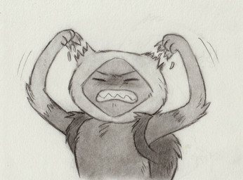 3_fingers ambiguous_gender angry arms_above_head backpack clothed clothing eyebrows eyes_closed fingers frown fur furrowed_eyebrows motion_lines not_furry plant plant_clothing plant_fur self-harm sharp_teeth shirt simple_background solo t-shirt teeth topwear white_background lynxfurr adventure_time cartoon_network fern_(adventure_time) elemental_creature elemental_humanoid flora_fauna humanoid plant_humanoid graphite_(artwork) greyscale hi_res monochrome traditional_media_(artwork)