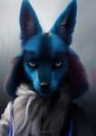 ambiguous_gender anthro black_body black_fur black_nose blue_body blue_fur blue_whiskers front_view fur inner_ear_fluff looking_at_viewer solo text tuft whiskers white_body white_fur flutti nintendo pokemon generation_4_pokemon lucario pokemon_(species) absurd_res artist_name digital_media_(artwork) digital_painting_(artwork) hi_res painting_(artwork)