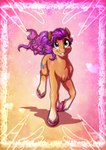 absurd_res braided_hair braided_ponytail chest_tuft earth_pony equid equine female feral full-length_portrait hair hasbro hi_res hooves horse lupiarts mammal mlp_g5 my_little_pony pony ponytail portrait purple_eyes purple_hair smile solo sunny_starscout_(mlp) tuft