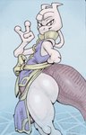 anthro balls big_butt bottomwear bow_(feature) bulge butt clothing detailed_bulge genital_outline genitals holowear_(pokemon) loincloth looking_at_viewer male penis penis_outline robe smile solo tail halo-pano nintendo pokemon pokemon_unite martial_arts_style_mewtwo felid feline generation_1_pokemon legendary_pokemon mammal mewtwo pokemon_(species) digital_media_(artwork) hi_res traditional_media_(artwork)