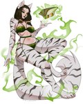 anthro book breasts clothed clothing eyeshadow female fur grey_stripes hair lingerie magic_user makeup simple_background smile solo stripes tail white_body white_fur stelladraco mythology domestic_cat felid feline felis mammal absurd_res digital_media_(artwork) hi_res smaller_version_at_source