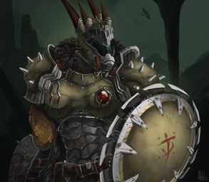 anthro apocalypse armor female headgear helmet horn looking_at_another shield solo spikes yellow_body hilloty doom_(series) doom_the_dark_ages id_software microsoft mythology doom_slayer sulfur_(hilloty) dragon mythological_creature mythological_scalie scalie 2025 hi_res