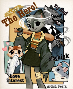 ambiguous_gender anthro baseball_bat bat_(object) bottomwear cigar clothed clothing crop_top female female/female feral fur group hair heart_symbol jacket looking_at_viewer male sharp_teeth shirt simple_background skirt smile smoke sweater tail teeth text topwear white_body feefal canid canine canis domestic_cat domestic_dog felid feline felis mammal mouse murid murine rodent wolf digital_media_(artwork) english_text hi_res