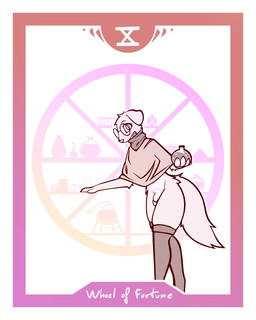 4_fingers anthro balls border card clothing eyewear fingers flaccid floppy_ears footwear genitals glasses holding_object holding_potion humanoid_genitalia humanoid_penis knee_highs knee_socks legwear looking_at_viewer major_arcana male multicolored_body open_mouth penis poncho potion shelf smile smiling_at_viewer socks solo tail tarot tarot_card text two_tone_body wearing_glasses wheel_of_fortune_(tarot) white_border womb_tattoo conditional_dnp lodi_(artist) amandine_(lodi) bird_dog canid canine canis domestic_dog golden_retriever hunting_dog mammal retriever 4:5 absurd_res english_text hi_res trans_(lore) trans_woman_(lore)