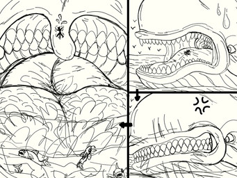 angry feral feral_pred group holding_uvula human_prey in_mouth male male_pred oral_vore sea tongue vore water kitvulpin monstro aquatic cetacean fish human mammal toothed_whale whale 2025 4:3 comic sketch