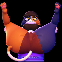 anthro big_butt black_background blue_body brown_body butt clothing ear_piercing ear_ring female footwear gaming_chair holding_leg legwear pattern_clothing pattern_footwear pattern_legwear pattern_socks piercing pose ring_piercing simple_background socks solo spread_legs spreading striped_clothing striped_footwear striped_socks stripes tail white_body yellow_eyes nonotoys epic_games fortnite meow_skulls felid feline mammal 1:1 3d_(artwork) digital_media_(artwork) hi_res pinup