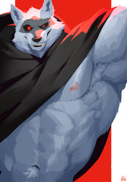 anthro armpit_focus armpit_hair black_nose black_sclera body_hair fur grey_body grey_fur male muscular muscular_anthro muscular_male nipples pink_nipples red_eyes solo gaoemon3 dreamworks puss_in_boots_(franchise) death_(puss_in_boots) canid canine canis mammal wolf 2023 absurd_res colored hi_res signature
