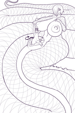 apode big_vulva bodily_fluids breasts duo female genital_fluids genitals hyper hyper_genitalia hyper_vulva legless male male/female penis precum serpentine split_form unbirthing vaginal vein veiny_penis vore vulva desbjust modeseven charm_(modeseven) vetis_(desbjust) demon draconcopode lamia reptile scalie snake 2:3 absurd_res hi_res