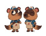 anthro apron biped brown_body brown_fur clothing duo eyes_closed fur hat headgear headwear identical_twins shirt simple_background topwear white_background burgerkapitany animal_crossing nintendo timmy_nook tommy_nook canid canine mammal raccoon_dog tanuki 2021 hi_res brother_(lore) brothers_(lore) sibling_(lore) twins_(lore)