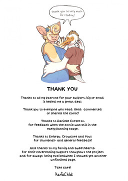 5_fingers anthro breasts clothed clothed_anthro clothed_female clothed_male clothing dialogue dress duo feathers female fingers fur humanoid_hands interspecies male male/female shirt smile speech_bubble tan_body tan_fur text thank_you thank_you_message topwear white_body white_feathers kantachibli clover_(kantachibli) phillip_(kantachibli) avian bird bovid bovine cattle heron mammal pelecaniform comic english_text hi_res signature