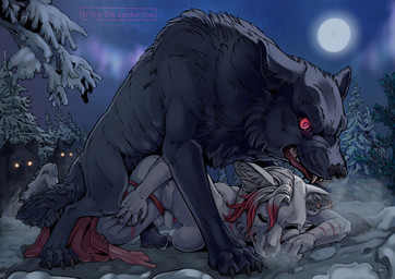 ambiguous_penetration anal anthro anthro_on_bottom anthro_on_feral anthro_penetrated ass_up balls bestiality biped bodily_fluids bottomwear bottomwear_down breasts breath claws clothed clothing cum cum_while_penetrated digitigrade dominant dominant_feral dominant_male duo_focus eyes_closed feral feral_on_top feral_penetrating feral_penetrating_anthro flaccid forced forest from_behind_position fur genital_fluids genitals group gynomorph gynomorph/male gynomorph_penetrated hair intersex intersex/male intersex_penetrated intraspecies intraspecies_bestiality larger_dom leapfrog_position lying male male_dominating_gynomorph male_penetrating male_penetrating_gynomorph male_penetrating_intersex moon mounting on_front outside pants pants_down partially_clothed penetration penile penis plant precum quadruped rape red_eyes sex size_difference snow submissive submissive_gynomorph submissive_intersex toe_claws tree trixythespiderfox mythology canid canine mammal mythological_canine mythological_creature werecanid werecanine werecreature werewolf