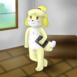 2013 animal_crossing anthro blush canine dog female hair isabelle_(animal_crossing) nintendo nipples nude pussy secretary smile solo video_games young zekromlover
Rating: Explicit
Score: 3
User: zekromlover
Date: July 17, 2013