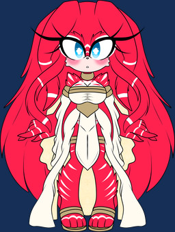 4_toes 5_fingers anthro big_breasts blue_eyes blush breasts clothed clothing feet female fingers fur hair long_hair red_body red_fur solo toes xxseraphimphobiaxx genshin_impact mihoyo sega sonic_the_hedgehog_(series) lady_tribios_(genshin_impact) animal_humanoid humanoid absurd_res alpha_channel character_request hi_res
