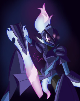 armor black_background blue_body blush blush_lines genitals glowing horn knight looking_at_viewer male melee_weapon penis presenting presenting_penis purple_armor purple_eyes simple_background solo spread_legs spreading sword warrior weapon lewdaesthetics nintendo pokemon ceruledge generation_9_pokemon ghost pokemon_(species) spirit hi_res