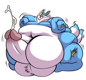 2_tails anthro balls big_balls big_penis blobby blush bodily_fluids cum cumshot ejaculation eyes_closed genital_fluids genitals happy huge_balls huge_penis humanoid_genitalia humanoid_penis hyper hyper_balls hyper_genitalia immobile male morbidly_obese morbidly_obese_anthro morbidly_obese_male multi_tail nude_anthro nude_male obese obese_anthro obese_male overweight overweight_anthro overweight_male penis sitting smile solo tail tail_motion tailwag three-quarter_view painttherabbit shinespark_(rabbit) lagomorph leporid mammal rabbit 2025 hi_res shaded
