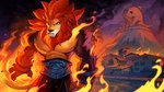 anthro belt bottomwear building clothing detailed_background fire fur male pants solo garrett_hanna rivals_of_aether zetterburn felid lion mammal pantherine hi_res official_art