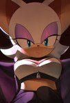 alternate_costume anthro big_ears blue_eyes breasts clothed clothing eyelashes eyeshadow female fur low-angle_view makeup membrane_(anatomy) membranous_wings simple_background solo tan_body tan_skin white_body white_fur wings pachirisus sega sonic_the_hedgehog_(series) rouge_the_bat bat mammal 2024 hi_res