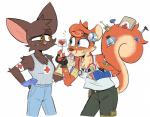 anthro breasts candy clothed clothing dessert duo eye_contact female food looking_at_another tomboy weapon beezii cherry_bomb_(beezii) phoebe_(beezii) bat mammal rodent sciurid tree_squirrel hi_res