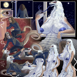 anthro apode areola arm_support auto_breast_lick barefoot big_breasts black_bottomwear black_claws black_clothing black_footwear black_pants black_socks blue_areola blue_clitoris blue_nipples blue_penis blue_tongue blue_vulva bodily_fluids borderless_panel bottomwear breast_grab breast_growth breast_lick breast_play breasts brown_eyes brown_hair bruh cabinet claw_growth claws clitoris clothing cum eye_color_transformation eye_reflection eyelashes fanning fanning_self feet female fingering fingering_self footwear forked_tongue full_moon furniture gender_transformation genital_fluids genitals gesture glistening glistening_body glistening_eyes glistening_scales glistening_scutes grey_turtleneck grow_(sound_effect) growth hair hair_color_change hair_growth hand_gesture hand_on_breast hand_on_knee hand_on_leg heart_symbol hip_growth hissing huge_breasts kneeling leaning_on_elbow legless licking limb_regression long_hair long_tongue looking_back_at_self male masturbation montgomery_glands moon motion_lines mtf_transformation neck_growth night nipple_growth nipples onomatopoeia panel_overlap pants penis penis_to_vagina_tf pink_sclera pointing pointing_at_pussy profanity red_background red_eyes reflection scale_growth scales self_lick serpentine simple_background sky snout snout_growth socks solo sound_effects square_panel star starry_sky sweater symbol_in_eye tail tail_growth taking_off_pants taking_off_shirt tan_body tan_scales text tongue topwear torn_clothing transformation transformation_sequence turtleneck vaginal vaginal_fluids vaginal_masturbation vulva wavy_hair white_body white_hair white_scales white_sclera window window_sill xenthetechnomorph black_mamba draconcopode elapid_(snake) mamba naga reptile scalie snake snake_naga 2024 absurd_res dated hi_res signature