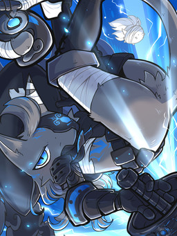 ambiguous_gender anthro bandage bandaged_chest bandaged_ear bandaged_head bandaged_leg belt black_clothing black_hat black_headwear blue_eyes blue_markings boots butt clothing eye_patch eyewear fire flintlock_pistol footwear front_view fur gloves glowing glowing_markings grey_body grey_fur gun hair handgun handwear hat head_tuft headgear headwear long_hair markings melee_weapon pistol ranged_weapon rapier rear_focus shoes solo sword tail tuft weapon duki2585 u-naduki ponos_corp. the_battle_cats battle_cat d'arktanyan_(the_battle_cats) domestic_cat felid feline felis mammal 3:4 hi_res
