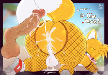 2_tails after_anal after_sex all_fours anthro armwear ass_up backsack balls big_butt blue_eyes blush blush_lines bodily_fluids butt clothing countershading cum cum_drip cum_in_ass cum_inside cum_on_butt cum_on_leg cum_on_penis cum_string dialogue dripping duo erection femboy fishnet_armwear fishnet_clothing fishnet_legwear genital_fluids genitals half-closed_eyes huge_butt human_on_anthro interspecies legwear looking_back male male/male male_anthro male_human male_on_anthro male_on_human multi_tail narrowed_eyes penis perineum presenting presenting_hindquarters shaking shivering shortstack shortstack_male solo_focus steam sweat sweatdrop sweaty_balls sweaty_butt sweaty_genitalia sweaty_legs sweaty_thighs tail text thick_thighs vein veiny_penis white_body white_countershading wide_hipped_male wide_hips yellow_body pony_dreaming sega sonic_the_hedgehog_(series) miles_prower canid canine fox human mammal red_fox true_fox 2024 absurd_res digital_media_(artwork) english_text hi_res