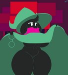 anthro big_breasts black_body breasts clothing crossgender eyewear female glasses hat headgear headwear hip_sway huge_breasts huge_thighs mostly_nude mtf_crossgender robe_lift scarf solo thick_thighs under_boob white_eyes wizard_hat zudofu deltarune undertale_(series) ralsei bovid caprine darkner goat mammal animated hi_res loop short_playtime