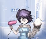 anthro bathroom dryer eyewear female glasses hair hair_dryer solo towel luvon felid mammal pantherine snow_leopard