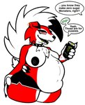 anthro belly big_belly big_breasts big_hands black_nipples bottomwear breasts claws clothed clothing female fur hair hand_on_butt hotpants looking_at_viewer navel nipples nude obese open_mouth overweight overweight_anthro overweight_female red_body red_fur shorts simple_background smile solo stuffing tail tail_tuft text thick_thighs tuft weight_gain white_body white_fur wide_hips mushkoe nintendo pokemon canid canine canis generation_7_pokemon lycanroc mammal midnight_lycanroc pokemon_(species) absurd_res digital_media_(artwork) english_text hi_res