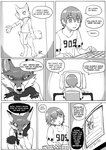 2020 anthro arms_bent bottomwear canid canine child clothed clothing comic computer computer_keyboard computer_monitor computer_screen desk dialogue duo electronics elf english_text evil_grin extended_arms fox fur furniture greyscale grimart head_tilt humanoid humanoid_pointy_ears inverted_color keyboard leto_(grimart) loincloth looking_at_viewer male mammal monitor monochrome multicolored_body multicolored_fur number number_print pupils reth_(grimart) screen sketch slit_pupils smile speech_bubble standing straight_legs table text two_tone_body two_tone_fur wide_eyed young