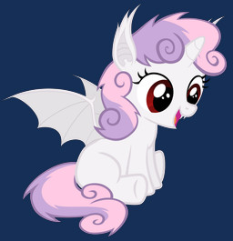alternate_species fangs female feral fur hair horn membrane_(anatomy) membranous_wings multicolored_hair open_mouth red_eyes simple_background sitting smile solo teeth tongue transparent_background two_tone_hair white_body white_fur wings young young_feral magister39 friendship_is_magic hasbro my_little_pony mythology sweetie_belle_(mlp) bat_pony equid equine hybrid mammal mythological_creature mythological_equine vampire winged_unicorn absurd_res alpha_channel hi_res