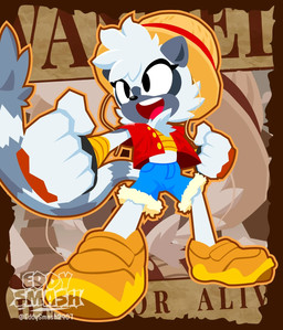 anthro bottomwear clothing cosplay female jacket logo red_clothing red_jacket red_topwear shorts solo text topwear eddysmash2407 idw_publishing one_piece sega sonic_the_hedgehog_(comics) sonic_the_hedgehog_(idw) sonic_the_hedgehog_(series) tangle_the_lemur lemur mammal primate strepsirrhine 2026 artist_logo artist_name digital_drawing_(artwork) digital_media_(artwork) hi_res tagme