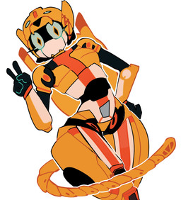 black_body blue_eyes breasts female gesture glistening hand_gesture hand_on_hip machine medium_breasts mouthless multicolored_body orange_body simple_background solo tail text thick_thighs v_sign wheel white_background white_body wide_hips yellow_body talmoyeo metal_cardbot tachy_(metal_cardbot) cheetah felid feline humanoid mammal robot robot_humanoid 2026 digital_drawing_(artwork) digital_media_(artwork) hi_res