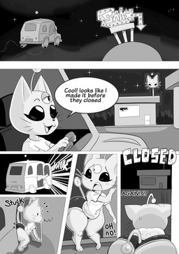 anthro big_butt biped breasts butt clothed clothing dialogue driving female huge_butt open_mouth smile solo speech_bubble stuck tail text thick_thighs vehicle whiskers nebssik alien felid feline mammal absurd_res comic english_text hi_res monochrome