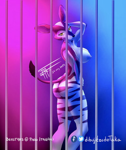anthro bars big_breasts breasts brown_body brown_fur butt female fur hand_behind_head hand_on_hip hand_on_own_hip looking_at_viewer looking_back looking_back_at_viewer multicolored_body multicolored_fur nipples nude pose rear_view seductive smile solo standing striped_body striped_fur stripes tail tail_tuft tuft two_tone_body two_tone_fur white_body white_fur taka_studio beastars cosmo_(beastars) giraffid mammal okapi 2022 hi_res portrait signature three-quarter_portrait
