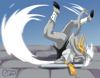 anthro antlers bottomless clothed clothing club_(weapon) collapsed faceplant falling falling_over female horn melee_weapon motion_blur motion_lines nightstick ouch scorpion_(position) skid_marks solo tail topwear topwear_only vest vest_only weapon geminart pseudoregalia sybil_(pseudoregalia) bovid caprine domestic_cat felid feline felis goat jackalope lagomorph leporid mammal rabbit 2025 absurd_res digital_drawing_(artwork) digital_media_(artwork) digital_painting_(artwork) hi_res painting_(artwork)