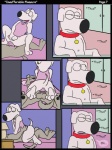 3:4 anal anthro balls bed black_nose brian_griffin canid canine canis collar comic condom cousins_(lore) cowgirl_position dialogue domestic_dog english_text family_guy from_front_position furniture genitals grey_balls jasper_(family_guy) male male/male male_on_bottom male_on_top male_penetrated male_penetrating male_penetrating_male mammal new_brian on_bottom on_top penetration power_bottom raised_tail rotten_robbie sex sexual_barrier_device straddling tail text white_balls