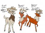 antlers blue_eyes brown_body brown_fur female feral fluffy fur group holidays horn male simple_background smile text white_background white_body white_fur けちゃップ christmas dancer_(reindeer) prancer vixen_(reindeer) deer mammal new_world_deer reindeer 4:3 japanese_text translated