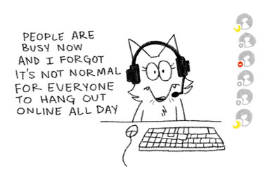 anthro clothed clothing computer_keyboard computer_mouse electronics fangs female headgear headphones headset keyboard microphone solo teeth text topless twistcmyk twist_(twistcmyk) canid canine mammal 2021 black_and_white english_text hi_res monochrome