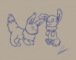 balls blush duo erection feet female feral genitals hindpaw knot male nude open_mouth paws penis quadruped simple_background tail toes skyffan nintendo pokemon canid canine eevee eeveelution generation_1_pokemon jolteon mammal pokemon_(species) 5:4 hi_res sketch